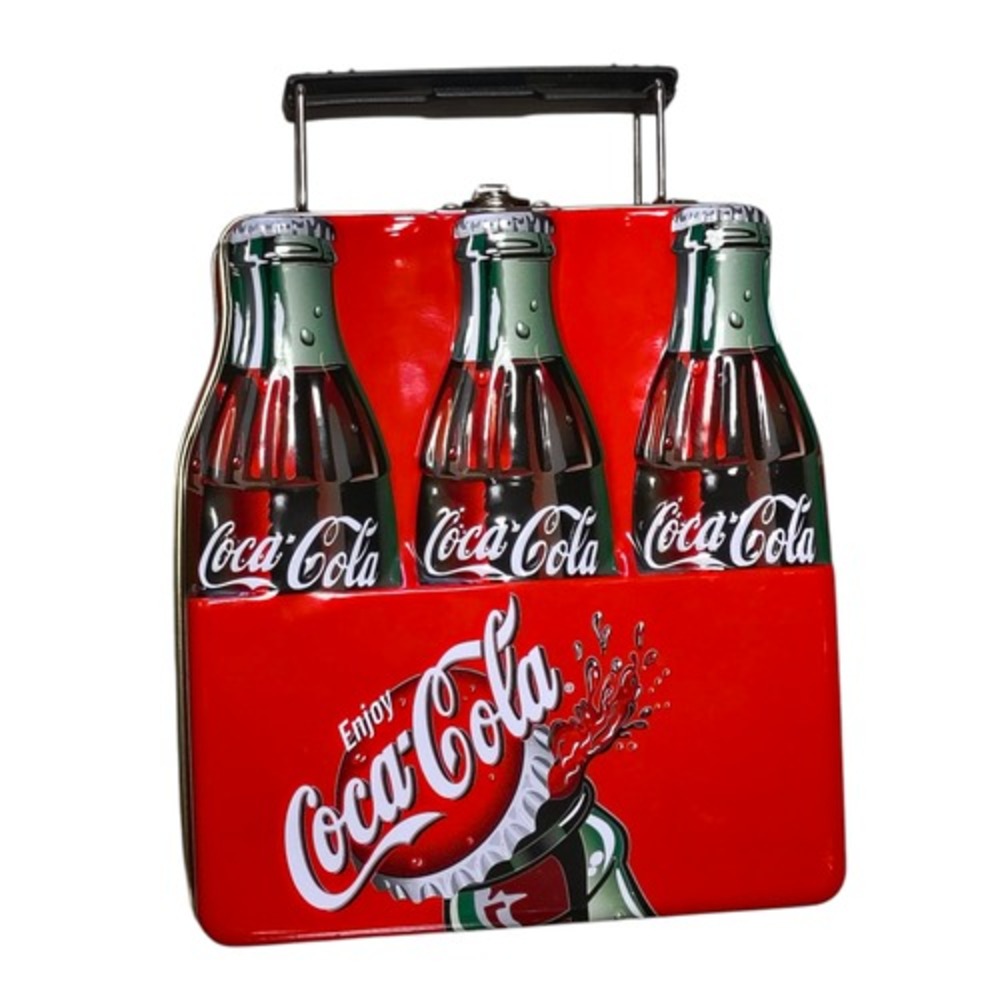 Coca Cola Six Pack Coke Bottle Tin Mini Lunch Box With Handle